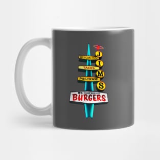 Jim's Burger Neon Vintage Retro Sign Mug